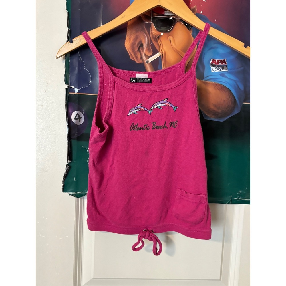 Blanc Noir Atlantic Beach NC Dolphin Graphic Tank Top Pink Tie y2k Small